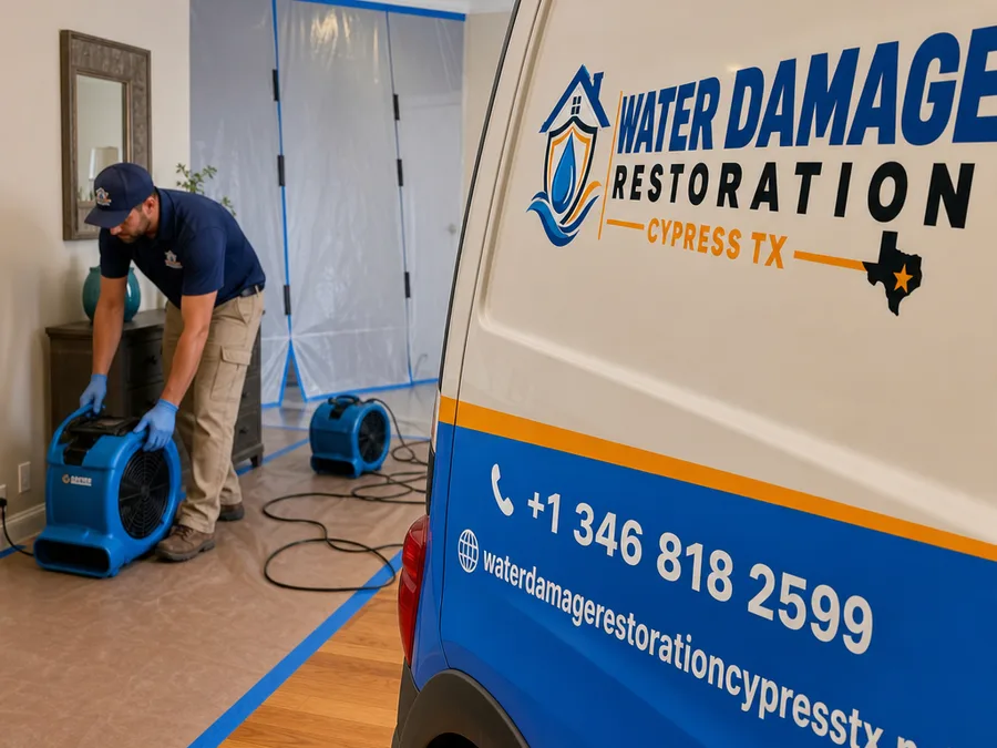 Technician operating a HEPA air scrubber and checking airflow inside a contained work area